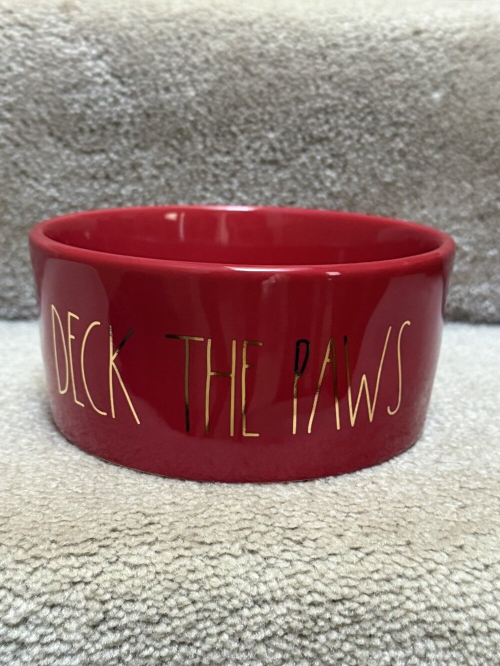 Rae Dunn 6-inch "Deck the Paws" Pet Bowl